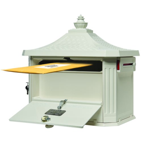 Hamilton Locking Post Mount Mailbox White Architectural Mailboxes