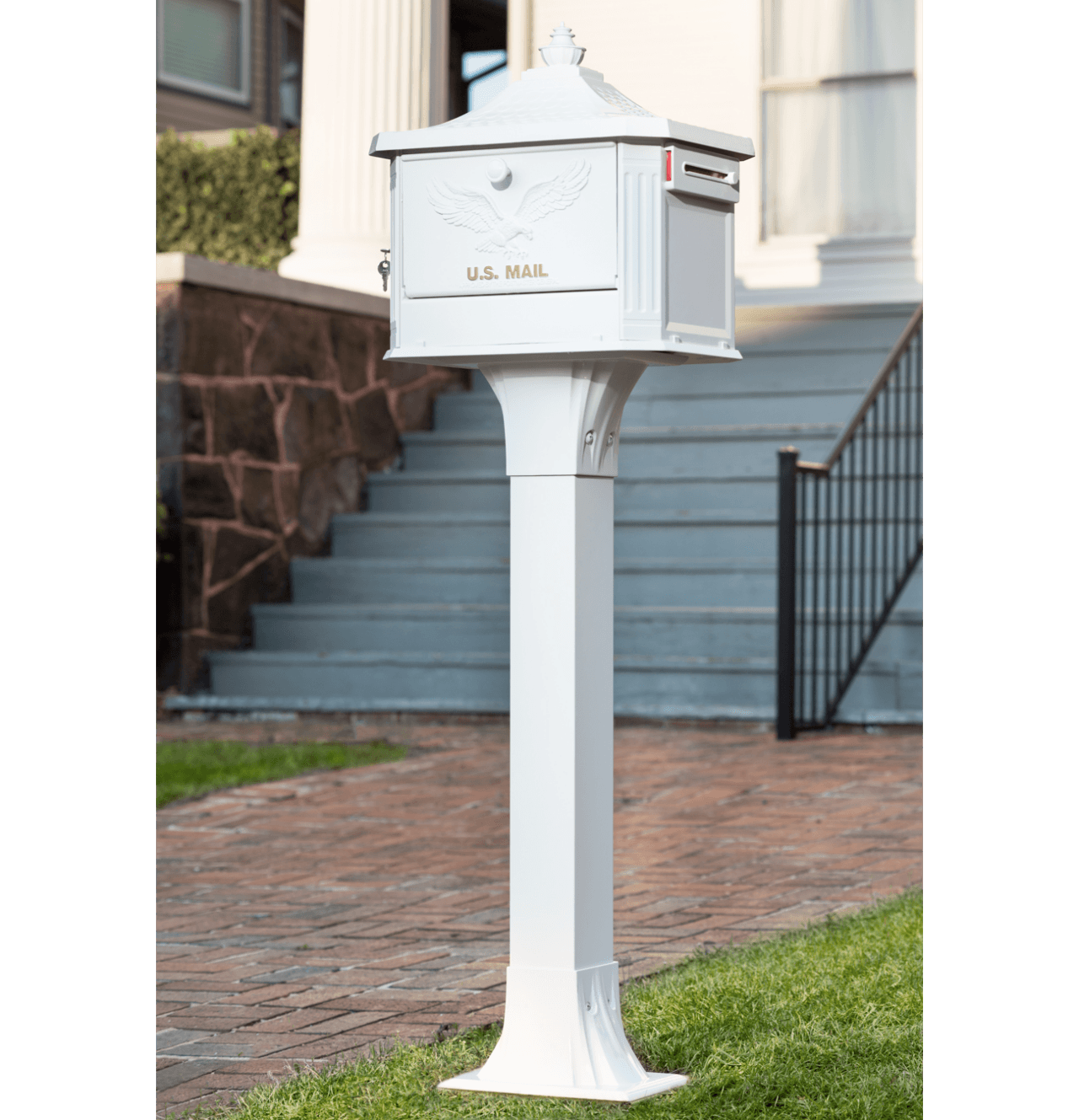 Callaway Adjustable Mailbox Post White Architectural Mailboxes