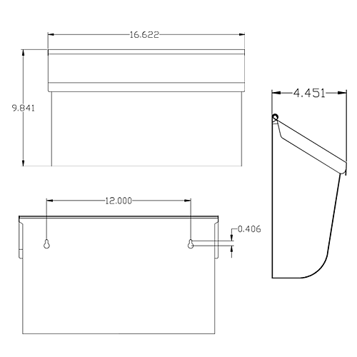 L40_TechSpecs Diagram of Woodlands Wall Mount Mailbox