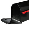 Open Door of Black Double Door Post Mount Mailbox