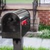 Decorative Background of Double Door Black Post Mount Mailbox