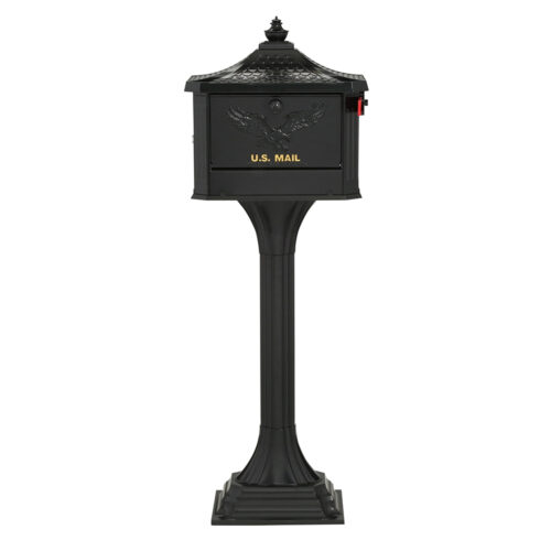 Pedestal Locking Mailbox & Post Kit Black Architectural Mailboxes
