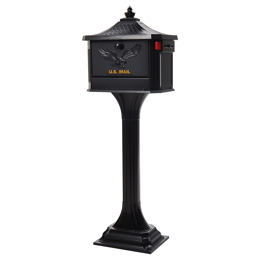 Front of Locking Black Mailbox