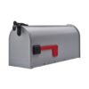 Side of Silver Mailbox with Red Flag