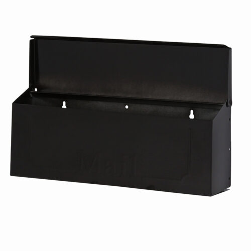 Front view of Opened Black Wall Mount Mailbox