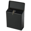Open Black Wall Mount Mailbox with Silver Lock and Key