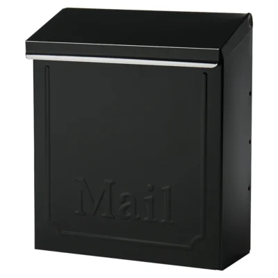 Front of Black Wall Mount Mailbox