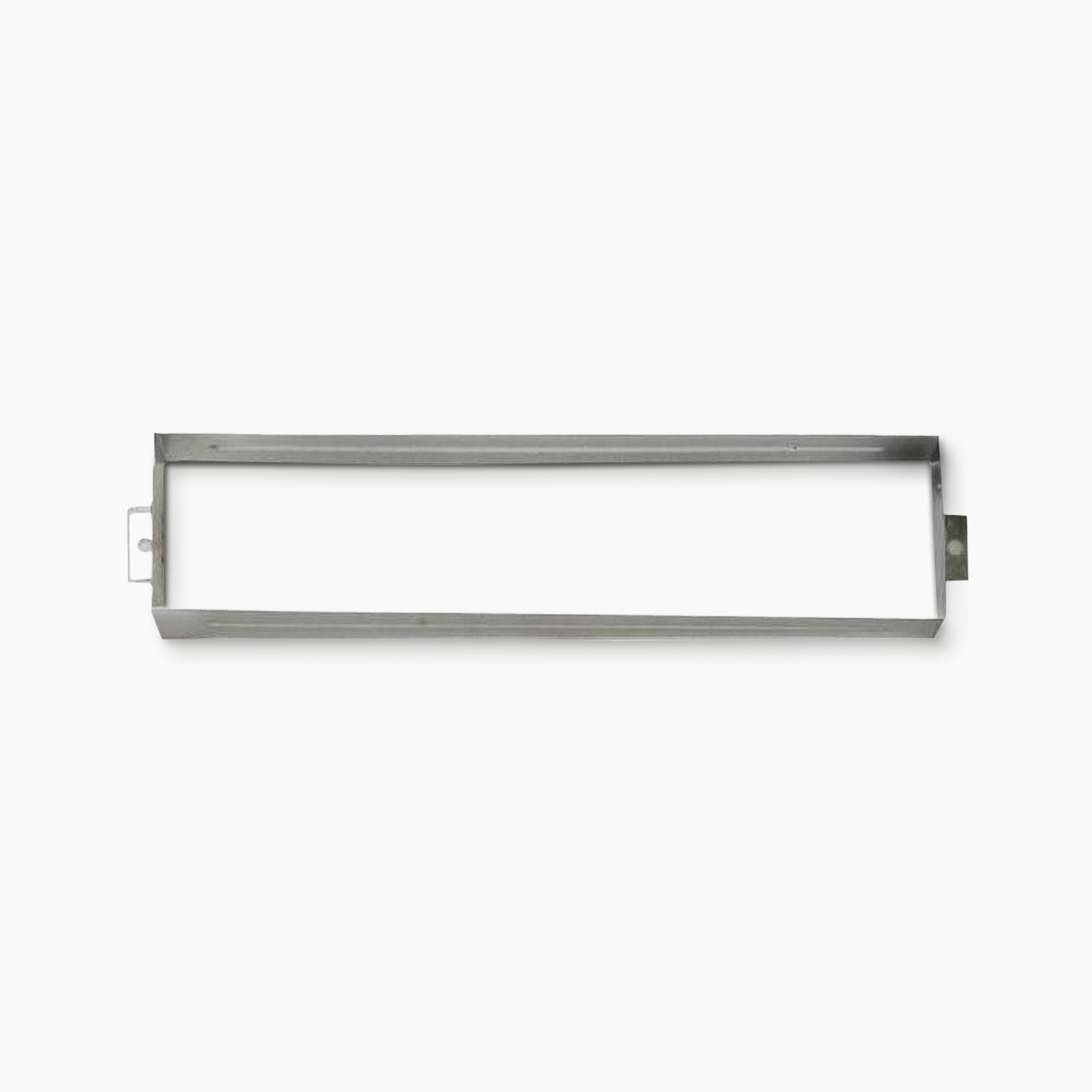 Open metal rectangular frame with hollow center and small mounting tabs on both ends.